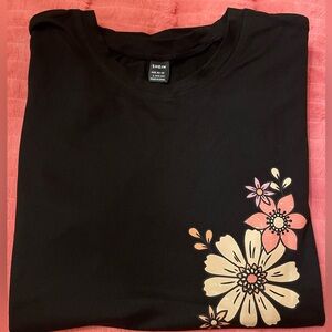 NEW SHEIN Black Tee with Pink and Cream Floral Design- Salt of the Earth